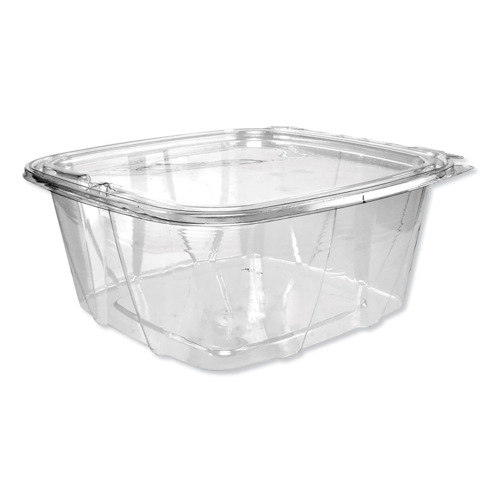 Dart ClearPac SafeSeal Tamper-Resistant Containers, Flat Lid, 64 Oz, Clear, Bag Of 100 Containers, Carton Of 2 Bags MPN:CH64DEF