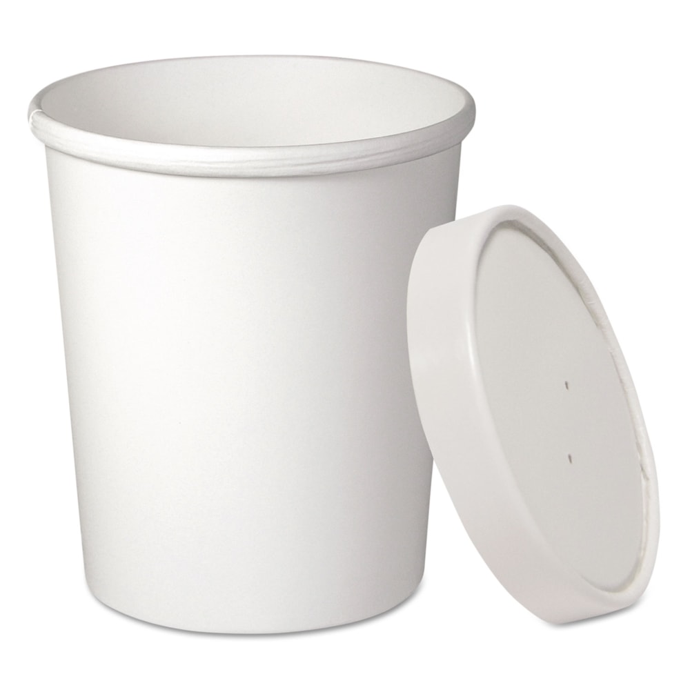 SOLO Cup Flexstyle Double Poly Food Combo Packs, 32 Oz, White, 25 Cups/25 Lids Per Pack, Carton Of 10 Packs MPN:KHB32A-2050
