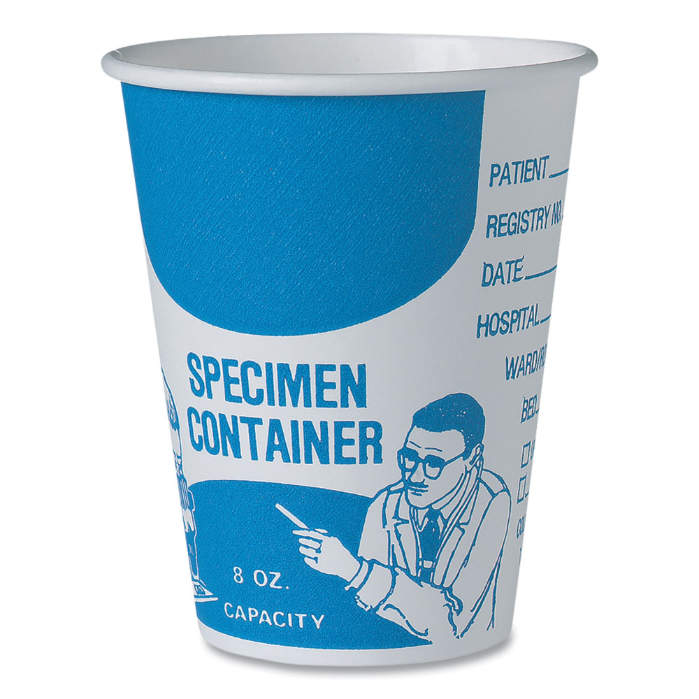 Solo Cup Paper Specimen Cups, 8 Oz, Blue/White, Sleeve Of 50 Cups, Carton Of 20 Sleeves MPN:SC378-3008