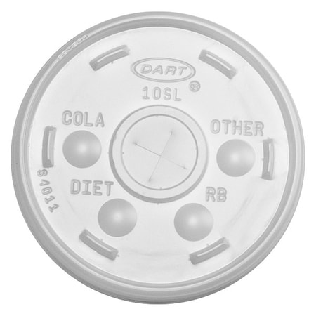 Lid for 10 oz. Cold Cup, Flat, Identification Buttons, Straw Slot, Clear, Pk1000 MPN:10SL