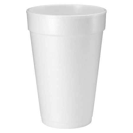 Disposable Cup, Hot/Cold, Foam, 16 oz, White, PK1000 MPN:16J16