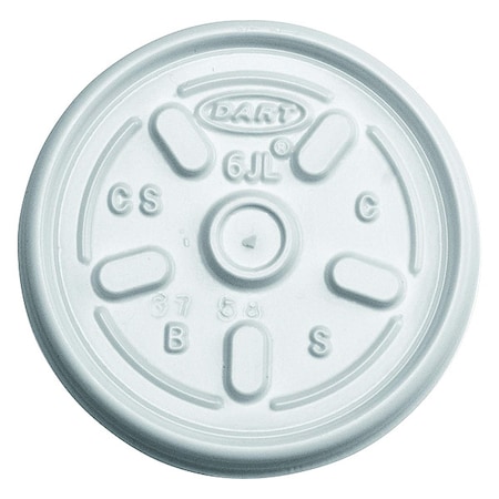 Lid for 2 to 6 oz. Hot Cup, Flat, Vented, White, Pk1000 MPN:6JL