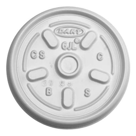 Lid for 2 to 6 oz. Hot Cup, Flat, Non Vented, White, Pk1000 MPN:6JLNV