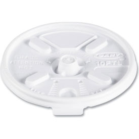 Dart® Lift N' Lock Plastic Hot Cup Lids Fits 10-oz. Cups White 100/Bag 10FTL