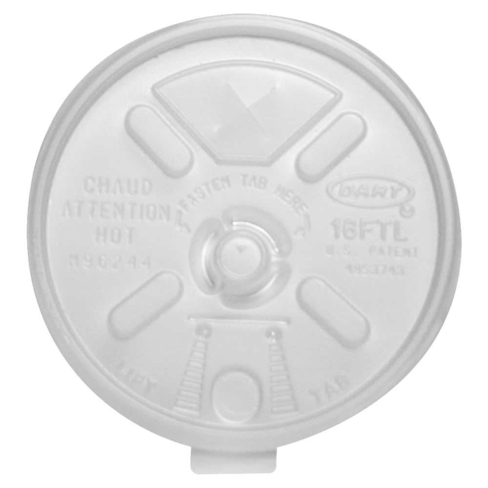Dart Lift-n-Lock Lid With Straw Slot For Foam Cups, 16 Oz, Translucent, Pack Of 1, 000 MPN:16FTLS