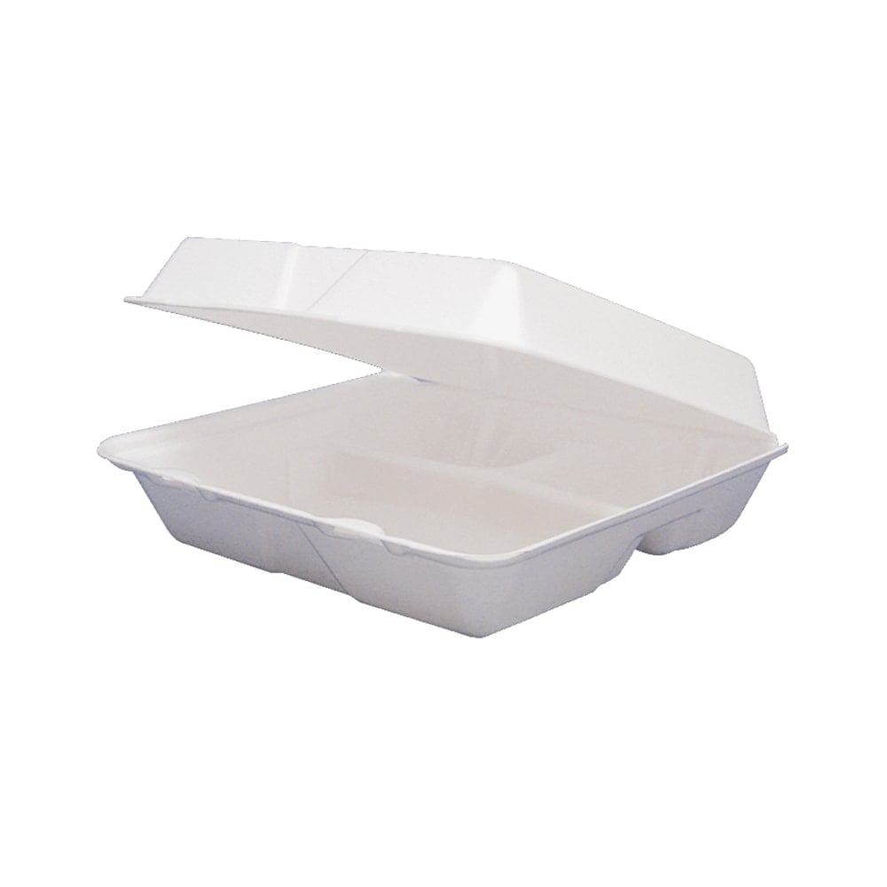 Dart Carryout Food Containers, 3 Compartments, 8 1/2in x 8in x 3 3/8in, White, Pack Of 50 (Min Order Qty 2) MPN:85HT3R