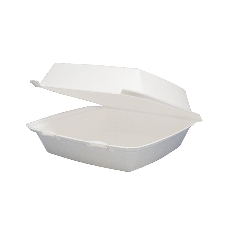 Dart Carryout Food Containers, Foam-Hinged, 1 Compartment, 9 1/2in x 9 1/4in x 3in, White, Pack Of 200 (Min Order Qty 2) MPN:95HT1R