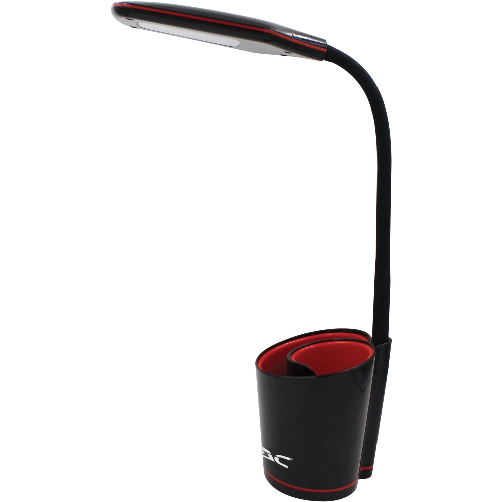 Data Accessories Company Desk Lamp, 16inH, 5.50 W LED Bulb, Desk Mountable, Black, Red, for Office, Home, Dorm MPN:2353