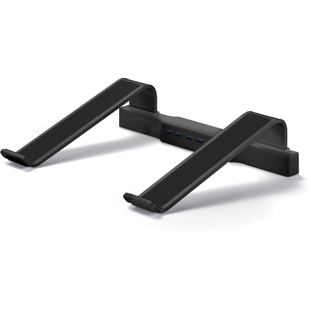 DAC Non-Skid Laptop Stand With 4-Port USB 3.0 Hub - 3in Height x 9.8in Width - Aluminum Alloy - Black MPN:21680