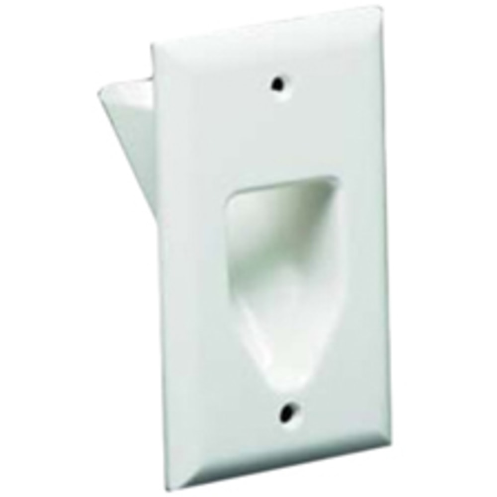 DataComm Recessed Low Voltage Cable Plates - Flush mount wallplate - white - 1-gang MPN:45-0001-WH