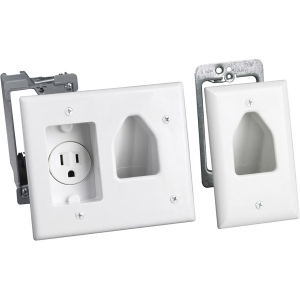 DataComm Flat Panel TV Cable Organizer Remodeling Kit with Power Outlet MPN:50-3321-WH-KIT