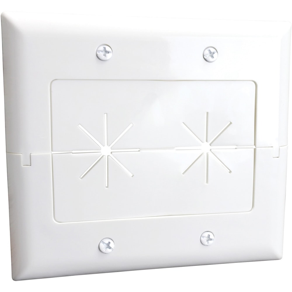 DataComm 45-0027-WH 2-Gang Split Plate with Flexible Opening ((White) - 2-gang - White MPN:45-0027-WH