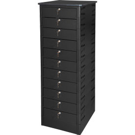 Datum TekStak™ Laptop Storage Locker with Laminate Top 11 Bays Key Lock Black TEKS11-K-LT-T25-L1595-60