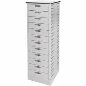 Datum TekStak™ Laptop Storage Locker with Laminate Top 12 Bays Electronic Lock Light Gray TEKS12-C-LT-T47-LD92-60