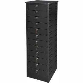 Datum TekStak™ Laptop Storage Locker with Laminate Top 12 Bays Key Lock Black TEKS12-K-LT-T25-L1595-60