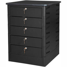 Datum TekStak™ Laptop Storage Locker with Laminate Top 5 Bays Key Lock Black TEKS5-K-LT-T25-L1595-60