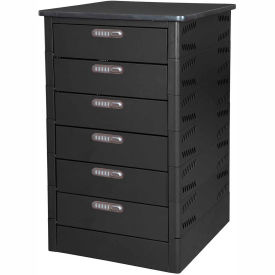 Datum TekStak™ Laptop Storage Locker with Laminate Top 6 Bays Electronic Lock Black TEKS6-C-LT-T25-L1595-60
