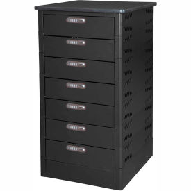 Datum TekStak™ Laptop Storage Locker with Laminate Top 7 Bays Electronic Lock Black TEKS7-C-LT-T25-L1595-60