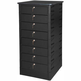Datum TekStak™ Laptop Storage Locker with Laminate Top 8 Bays Key Lock Black TEKS8-K-LT-T25-L1595-60