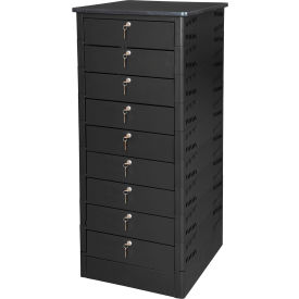 Datum TekStak™ Laptop Storage Locker with Laminate Top 9 Bays Key Lock Black TEKS9-K-LT-T25-L1595-60