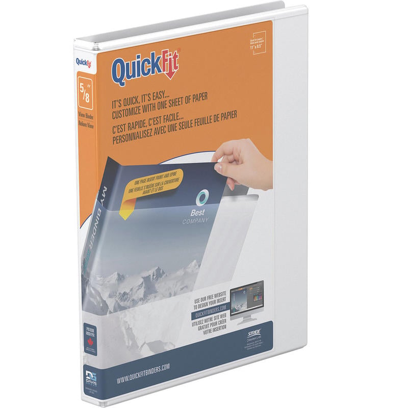 QuickFit View 3-Ring Binder, 5/8in Round Rings, 50% Recycled, White (Min Order Qty 10) MPN:8700-00