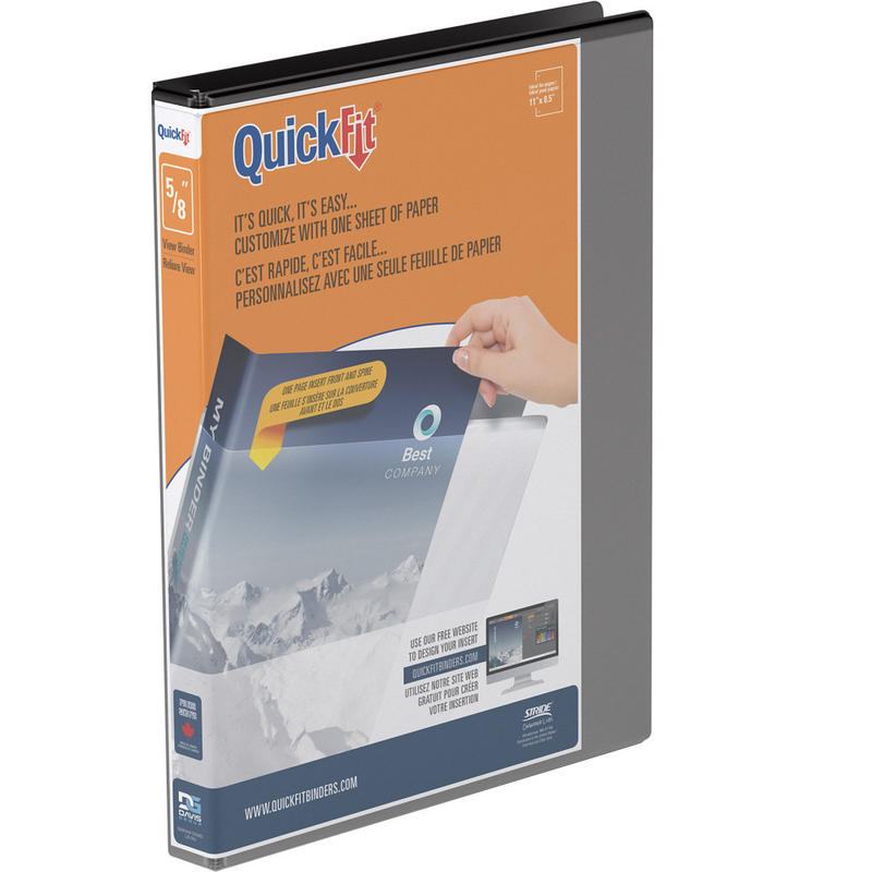 QuickFit View 3-Ring Binder, 5/8in Round Rings, Black MPN:8700-01