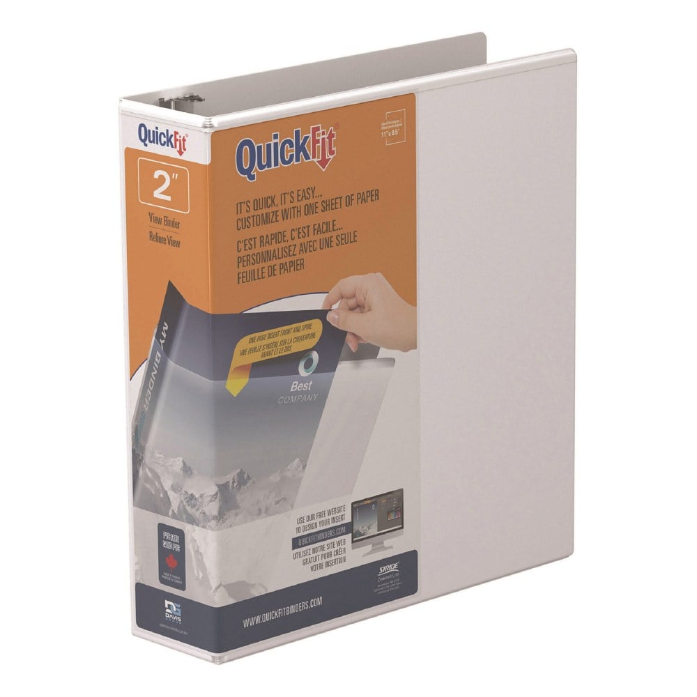 QuickFit View 3-Ring Binder, 2in Angle D-Rings, White (Min Order Qty 7) MPN:8703-00
