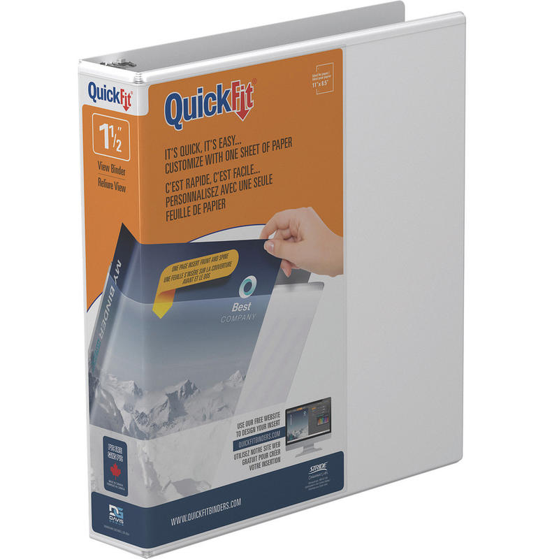 QuickFit View 3-Ring Binder  1 1/2in Round Rings  White MPN:8712-00