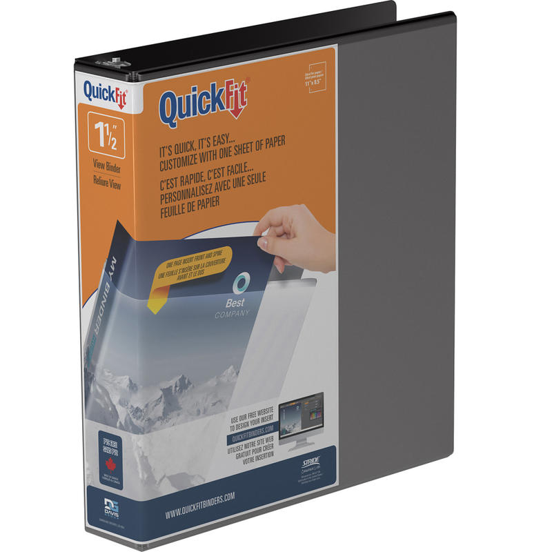 QuickFit View 3-Ring Binder, 1 1/2in Round Rings, Black MPN:8712-01