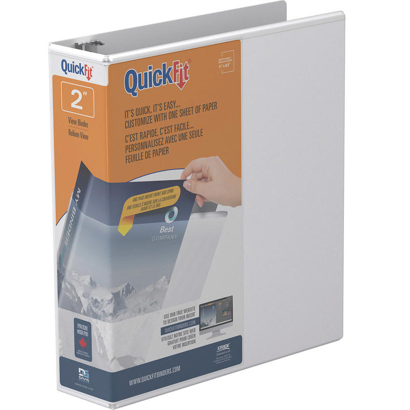 QuickFit View 3-Ring Binder, 2in Round Rings, White MPN:8713-00