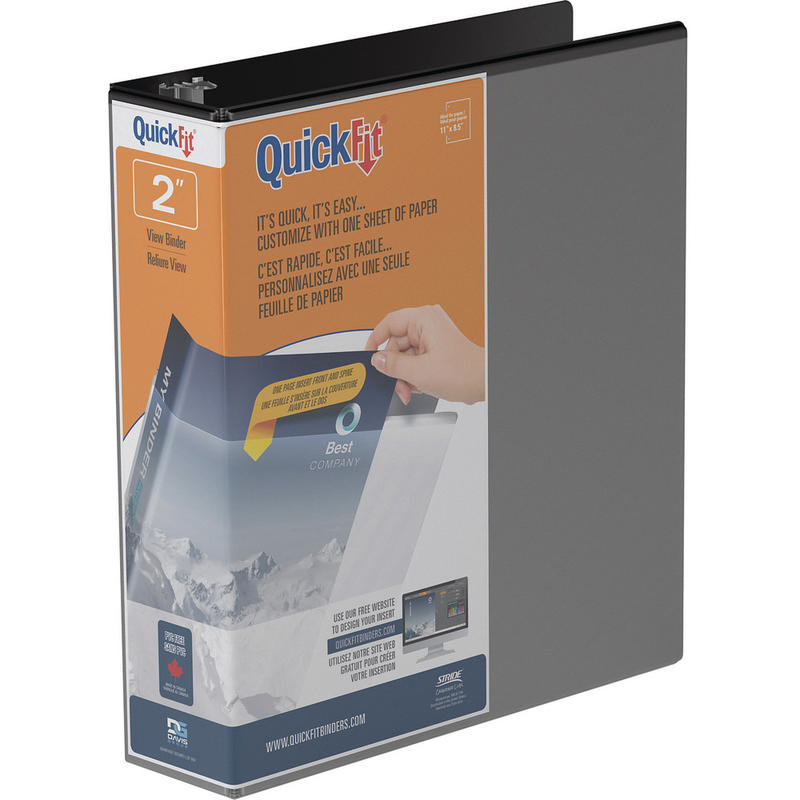 QuickFit View 3-Ring Binder, 2in Round Rings, Black MPN:8713-01