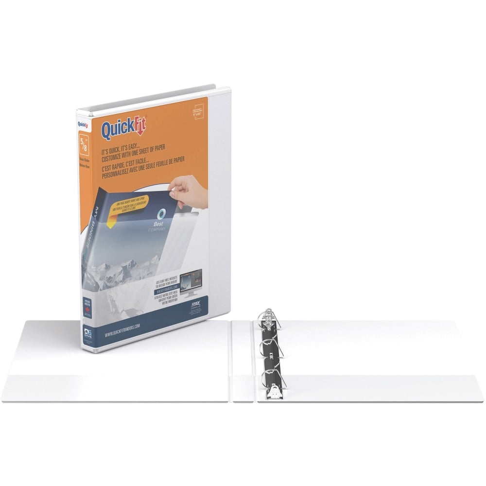QuickFit 3-Ring Binder, 5/8in Angle D-Rings, 50% Recycled, White MPN:87A0-00