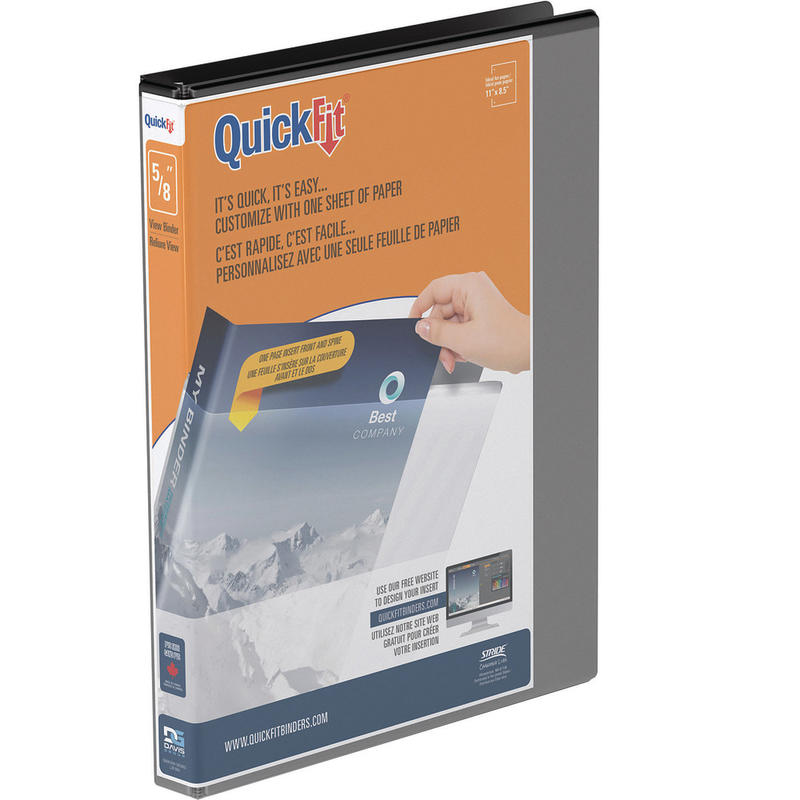 QuickFit View 3-Ring Binder, 5/8in D-Rings, Black MPN:87A0-01