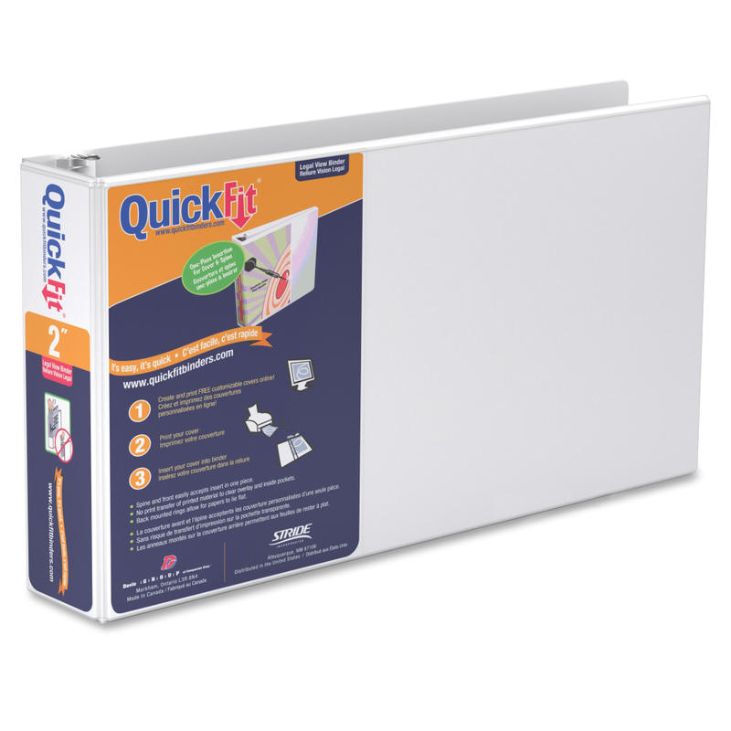 QuickFit Landscape 3-Ring Binder, 1in Round Rings, White MPN:97110