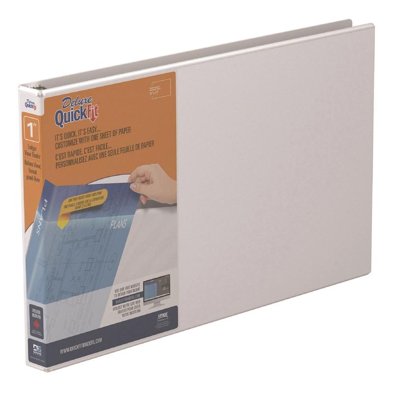 QuickFit 3-Ring Binder, Spreadsheet, 1in Locking Angle D-Rings, White MPN:94010