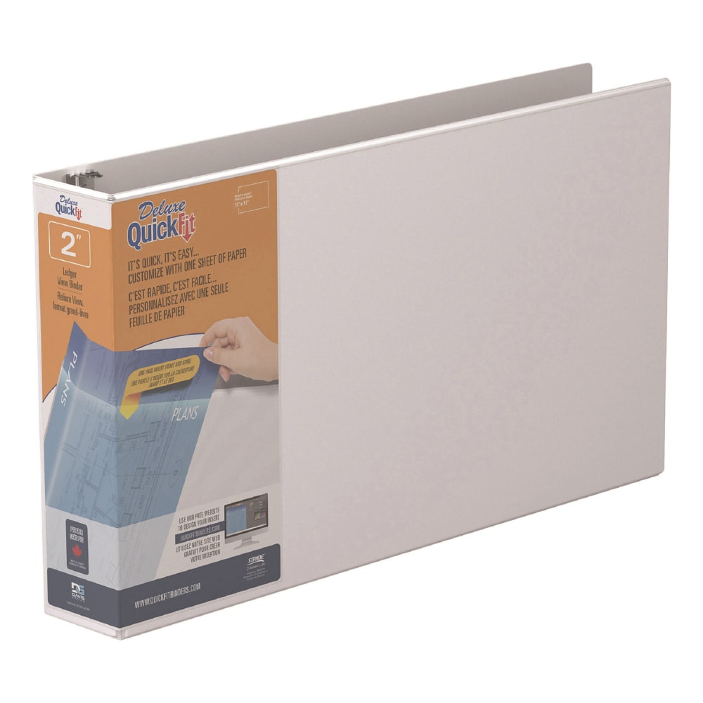 QuickFit 3-Ring Binder, Spreadsheet, 2in Locking Angle D-Rings, White MPN:94030