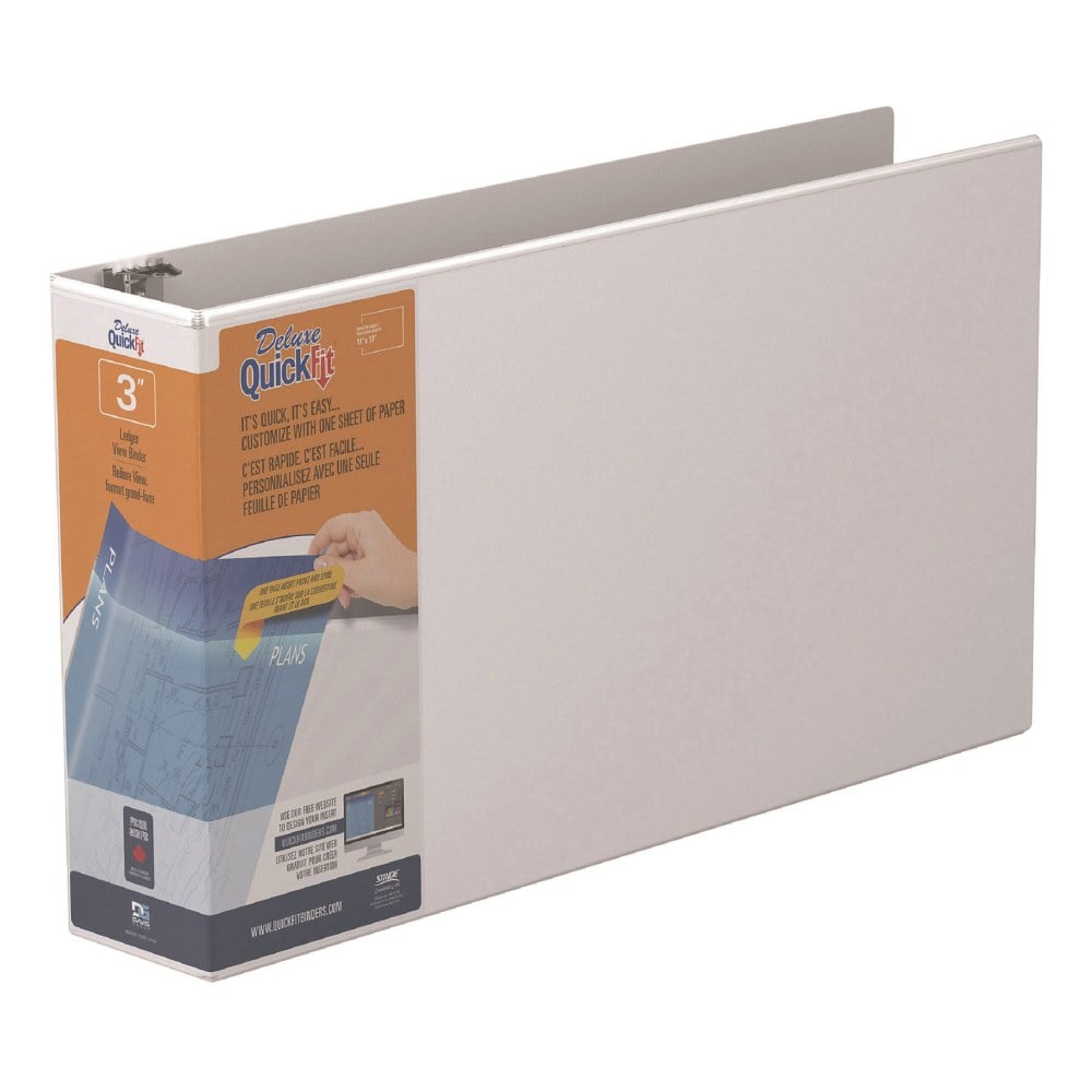 QuickFit Overlay 3-Ring Binder, 3in D-Rings, SpreadSheet, White MPN:94050