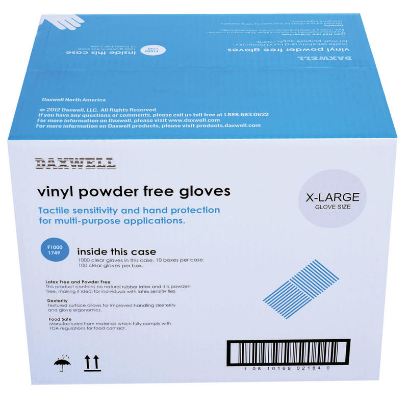 Daxwell Powder Free Vinyl Gloves, X Large, Box Of 1, 000 MPN:F10001749EA