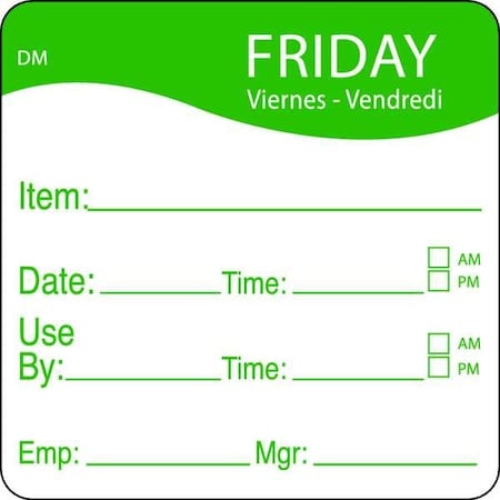 Day Label, Friday, 2-1/2 In. W, PK250 MPN:1100535