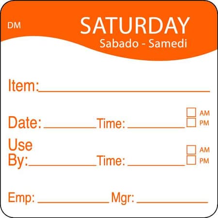 Day Label, Saturday, 4-1/2 In. W, PK250 MPN:1100536