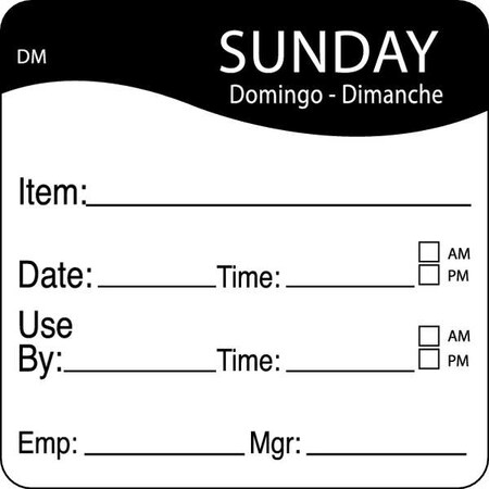 Day Label, Sunday, 2-4/9 In. W, PK250 MPN:1100537