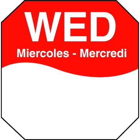 Day Label, Wednesday, 3 In. W, PK1000 MPN:1100603