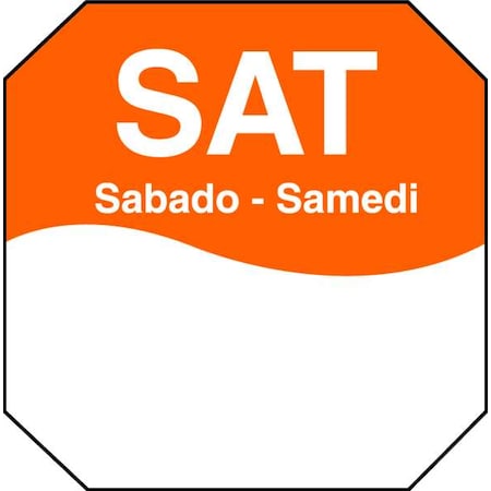 Day Label, Saturday, 3 In. W, PK1000 MPN:1100606