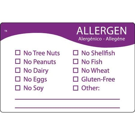 Allergen Label, Purple/White