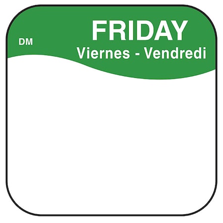 Food Safety Label, Green/White, 3/4 in H MPN:IT110037-5-FRI