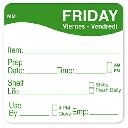 Food Safety Label, Blue/White, 2 in H MPN:IT120156-1-MON