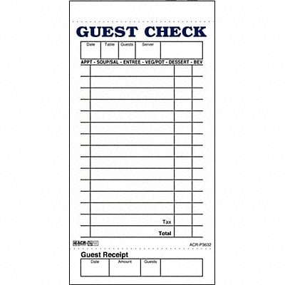 Guest Checks  Receipts PK50 MPN:ACR-P3632