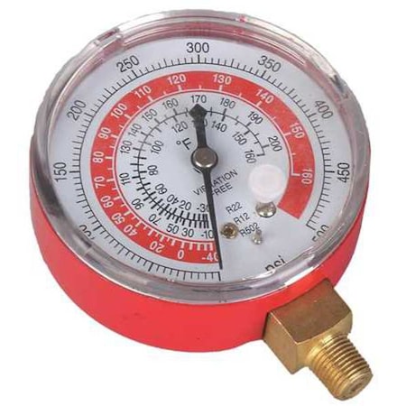Gauge, 2-3/4 In Dia, High Side, Red, 500 psi MPN:4PDJ8