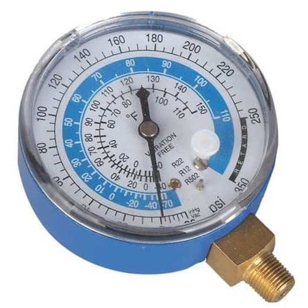 Gauge, 2-3/4 In Dia, Low Side, Blue, 350 psi MPN:4PDJ9