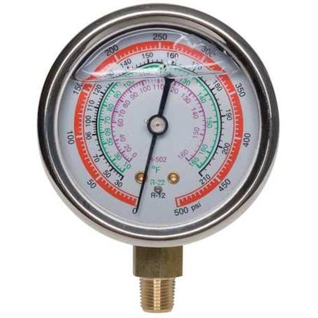 Gauge, 2-3/4 In Dia, High Side, Red, 500 psi MPN:4PDK1